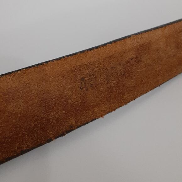 Vintage 90s Tooled Leather Belt Black Distressed Mens 40 Western Wear Boho Aztec - Picture 7 of 8